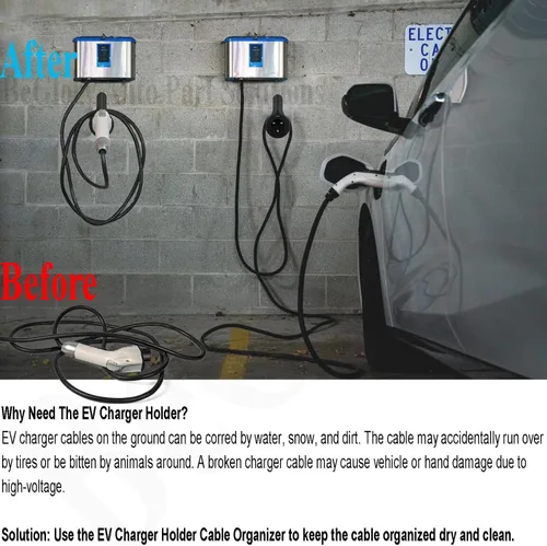Vista 5 de Soporte para cargador de vehículo eléctrico, J1772, soporte para cargador de coche eléctrico, organizador de cables de carga, cargador EV, boquilla