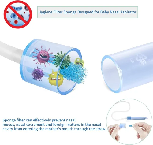 Vista 2 de POPYJAN Filtros de higiene para aspirador nasal, 100 unidades, repuesto para filtros nasales de NoseFrida, seguros para el medio ambiente, sin BPA