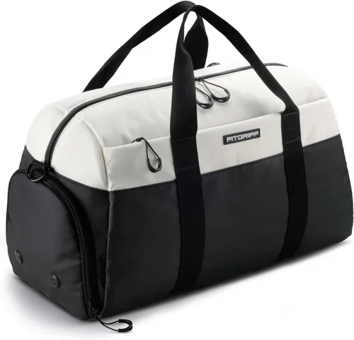 Vista 8 de Fitgriff Bolsa de gimnasio V2 para hombres y mujeres con compartimento para zapatos y artículos húmedos, bolsa de lona para viajes, deportes