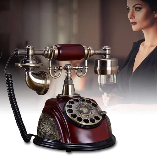 Vista 7 de Teléfono giratorio de estilo europeo antiguo vintage, teléfono fijo retro, teléfono de escritorio, teléfono de cerámica para oficina en casa