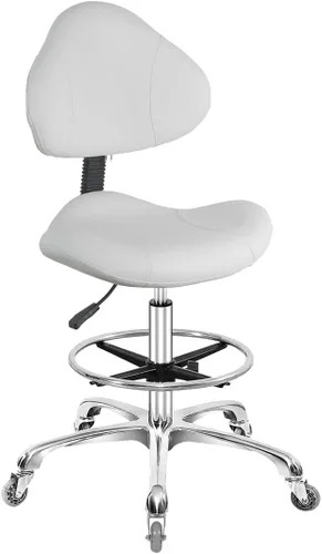 Vista 9 de Silla de dibujo giratoria con ruedas, ajustable, resistente (400 libras), soporte lumbar, silla de tareas para escritorio en casa, estudio Negro