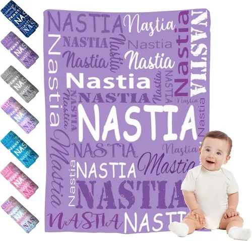 Vista 11 de Mantas de bebé personalizadas para niño y niña, manta de bebé personalizada con nombre para niños y adultos, mantas suaves personalizadas