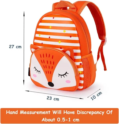 Vista 5 de Umtiti Mochila para niños pequeños, linda mochila preescolar de dibujos animados de animales para niñas de 1 a 5 años, regalo para niños, Fox 3D
