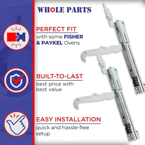 Vista 4 de Whole Parts DCS - Bisagra para puerta de horno de pared de 30 pulgadas (2 piezas) – Parte # 211344 – Compatible con Fisher & Paykel – Metal