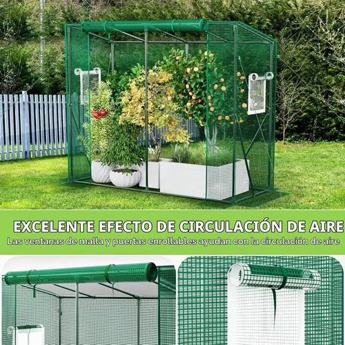 Vista 4 de SPECILITE Invernadero resistente para exteriores, casa verde portátil con cubierta gruesa de polietileno, puerta enrollable con cremallera y 2