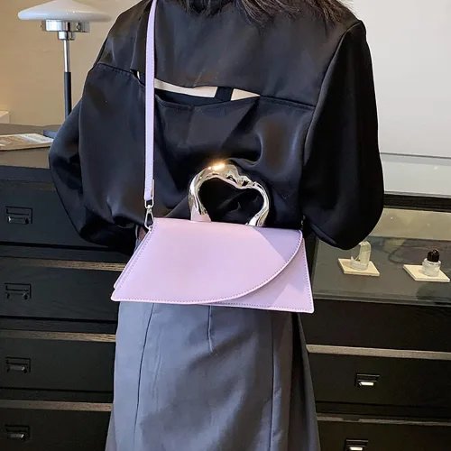 Vista 2 de Bolso pequeño de color plateado, bolsos cruzados, bolsos de noche Y2K, bolso de mano para mujer, bolsos de hombro, bolsa de mano para mujer 2023