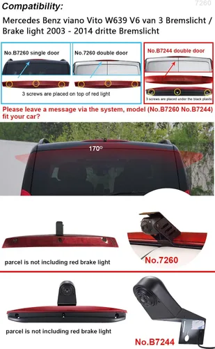 Vista 2 de Tercera tercera luz de freno cámara de marcha atrás lámpara de freno de repuesto para Mercedes Benz Viano Vito W639 Van 3 2003-2014 VW Crafter