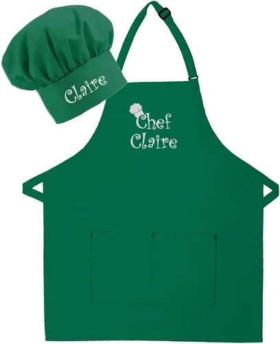 Vista 20 de Delantal y sombrero bordados personalizados para adultos, hechos en los Estados Unidos, para hombres, mujeres, día del padre, cocina, barbacoa