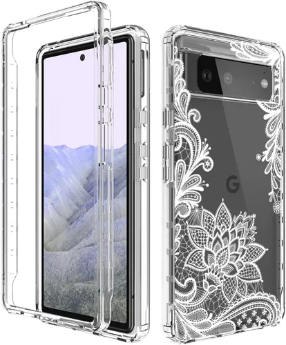 Vista 6 de Funda de teléfono para Pixel 6 Pro, Pixel 6 XL G8VOU, bonito patrón de mandala transparente de cuerpo completo, funda protectora para Google Pixel 6