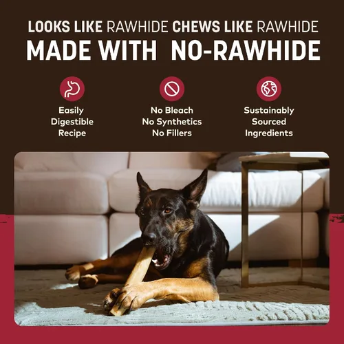 Vista 4 de Earth Animal No Hide Chews - Rollos masticables para perros grandes sin cuero crudo de larga duración, carne de res - 2 unidades Large Beef