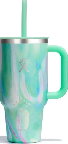 Vista 89 de Hydro Flask Vaso de Viaje con Asa, Tapa y Pajita - Acero Inoxidable Aislado en 24 Oz Aloe