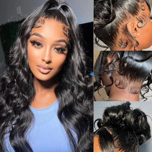 Vista 53 de Aaliweya Pelucas de cabello humano ondulado con cierre de encaje suizo real HD de 5 x 5 para mujer, densidad 15A, 200%, sin pegamento, con cordón