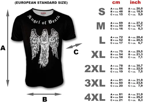 Vista 4 de Rebellious Bastards Camiseta de Angel of Death para hombre Hard Rock Heavy Metal Biker Outlaw, Negro, L