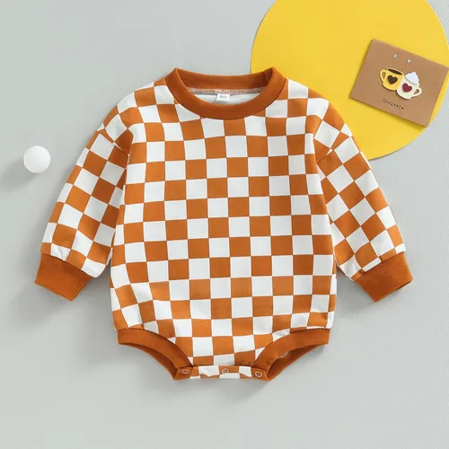 Vista 38 de Karuedoo Sudadera a cuadros para bebé niño y niña, mameluco de gran tamaño, manga larga, con burbujas, ropa neutra para otoño
