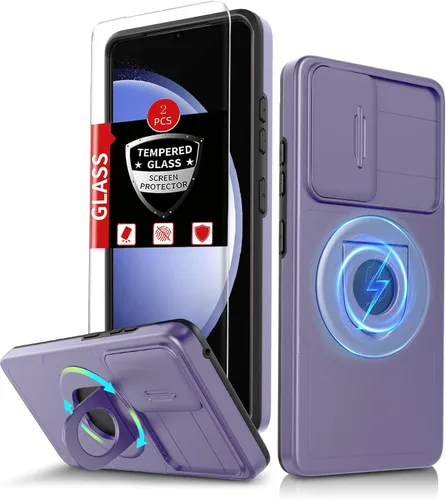 Vista 11 de Funda para Samsung Galaxy S21 FE con 2 protectores de pantalla de vidrio templado, funda con función atril para Samsung Galaxy S21FE con cubierta