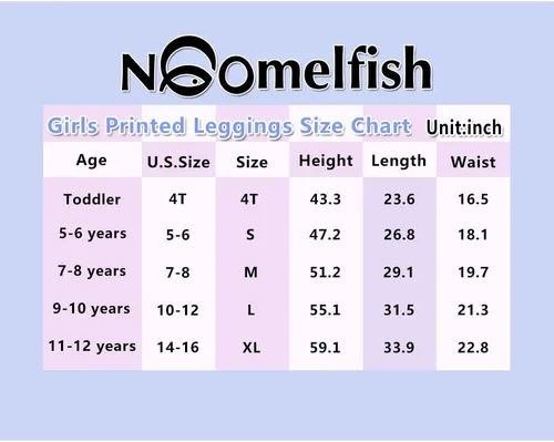 Vista 2 de Noomelfish Leggings estampados para niñas, pantalones elásticos suaves de longitud completa (4-12 años)