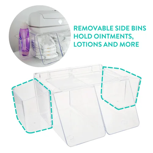Vista 4 de Prince Lionheart Dresser Top Diaper Depot Toallitas para bebés Calentador de pañales Depósito de pañales Guardería Esencial Baby Registry