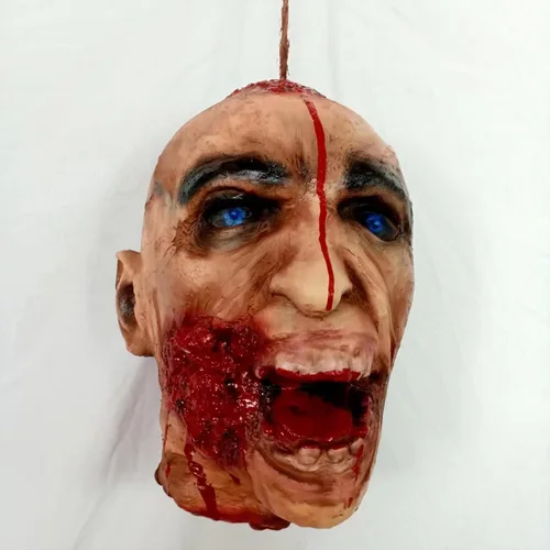 Vista 7 de Decoraciones colgantes de cabeza dividida para Halloween, cuerpo sangriento aterrador, cuerpo sangriento, tamaño real, real, accesorios de colgante