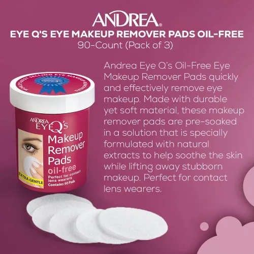 Vista 3 de Andrea Eye Q's - Almohadillas desmaquillantes sin aceite, 65 unidades (paquete de 3)