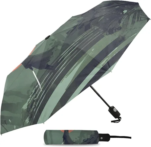 Vista 2 de DHDM Automatic Beach Umbrella Outdoor Adults Printed Rain Umbrella for Men Kids Parasol