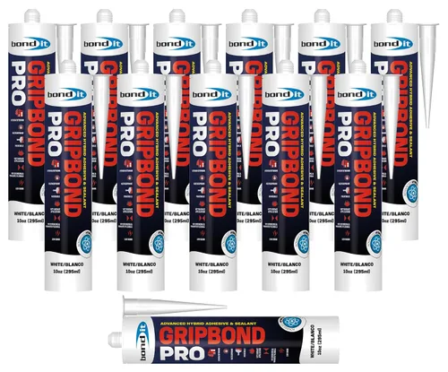 Vista 11 de Bond It Gripbond PRO, sellador y adhesivo híbrido avanzado, compuesto de unión elástica impermeable pintable, sin disolventes, reparación