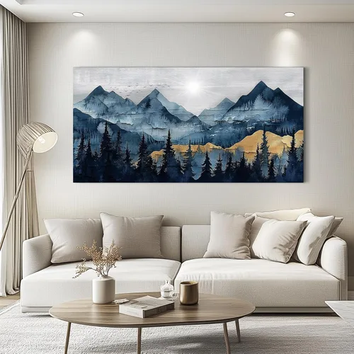 Vista 7 de FUHAIHUA Arte de Lienzo para Pared de Sala de Estar Decoración de Pared para Dormitorio Oficina Decoración de Pared Pintura de Paisaje de Montaña