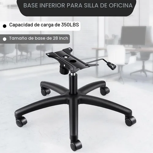 Vista 3 de Topdeep Repuesto de base de silla giratoria de 28 pulgadas, base de silla de oficina, base de repuesto de silla de juegos resistente de 350 libras