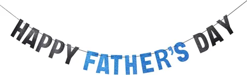 Vista 17 de Pancarta dorada con texto en inglés «Happy Father's Day» para el Día del Padre, decoración de fiesta del padre, guirnalda de fondo para el día