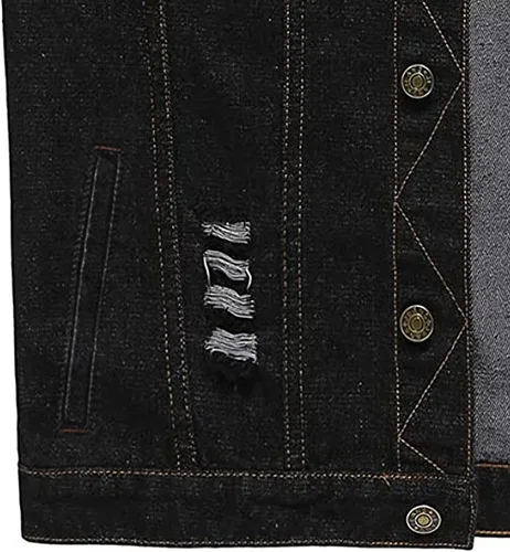 Vista 9 de NASKY Chaleco de mezclilla retro rasgado, sin mangas, chaleco y chaqueta de mezclilla