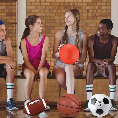 Vista 7 de HyDren Juego de pelotas deportivas, incluye balón de baloncesto de tamaño oficial, pelota de fútbol con bomba y bolsa de transporte