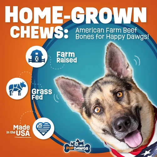 Vista 9 de Huesos de perro de un solo ingrediente, fabricados en Estados Unidos, huesos de fémur de carne de res, huesos naturales para masticadores agresivos