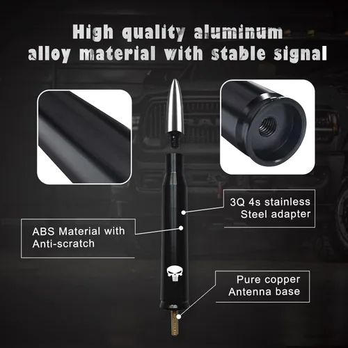 Vista 5 de Miytsya Antena de bala para camión de coche para GM Chevy Silverado 1500 2500 3500 HD Avalanche GMC Sierra 1500 2500 3500 Denali Accesorios