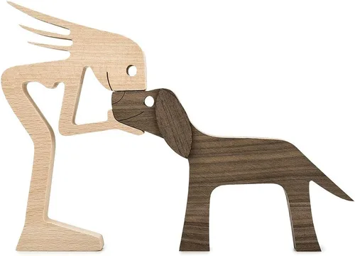Vista 9 de ISHINE Escultura de madera para hombres y gatos, figuras de animales hechas a mano, decoración de madera, figura coleccionable para oficina en casa