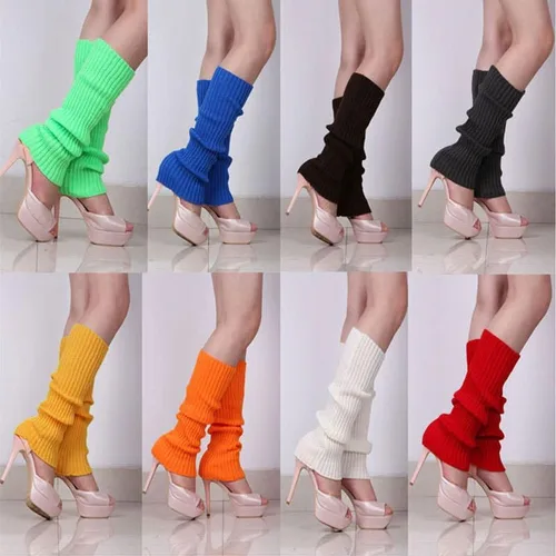 Vista 6 de Bobuluo Guantes de invierno sin dedos para hombres y mujeres, calentadores de piernas de lana, guantes largos de punto para piernas, mangas