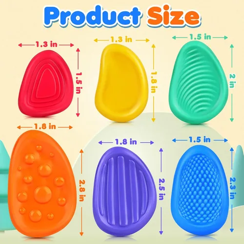 Vista 2 de Juguetes Fidget Piedra Sensorial para Niños: Paquete de 6 Piedras de Preocupación Texturizadas Suaves Calmantes para Niños con Autismo - Juguetes