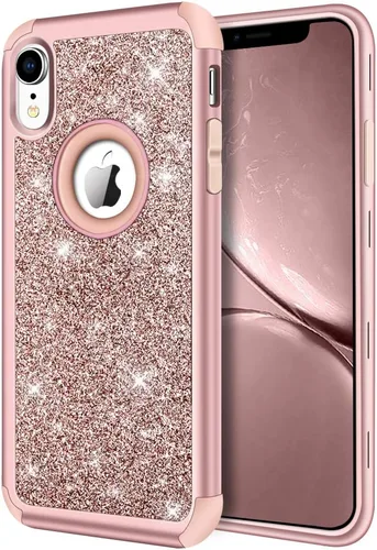 Vista 25 de Hython Compatible con Funda para iPhone XR, Protector Defensor de Cuerpo Completo de Servicio Pesado con Purpurina Brillante Reluciente, Carcasa