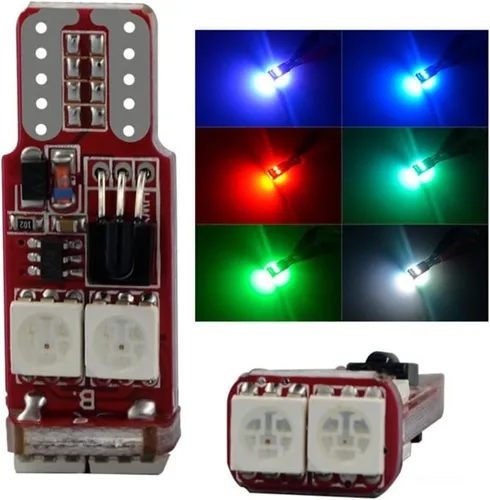 Vista 2 de SOCAL-LED LIGHTING 2 bombillas LED RC 194 W5W 5050 6SMD cuña brillante interior/cúpula/mapa/puerta/placa de licencia (T10 RGB)