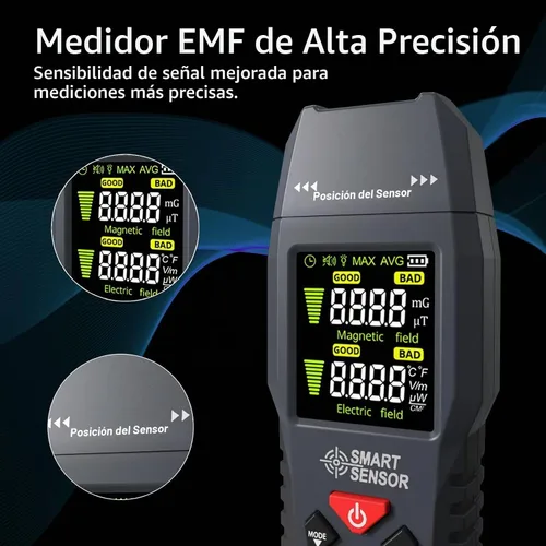 Vista 5 de Medidor EMF, probador de EMF LCD portátil, detector de radiación de campo electromagnético digital para el hogar, oficina, automóvil, vehículo