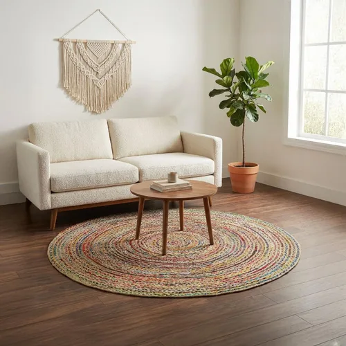 Vista 40 de RedEarth · Alfombra rectangular - 2'x3' de yute natural trenzada con respaldo antideslizante - Alfombra boho tejida a mano para dormitorio, cocina