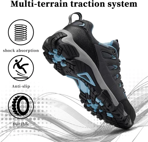 Vista 4 de SHULOOK Zapatos de senderismo para mujer Zapatos impermeables para mujer Cómodos, ligeros y antideslizantes Zapatos de senderismo para mujer