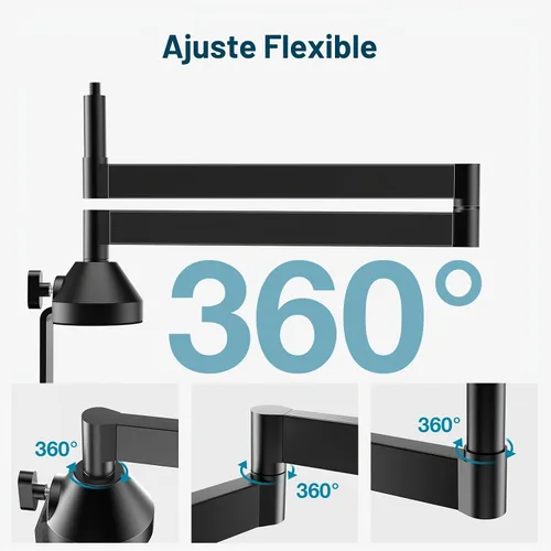 Vista 4 de InnoGear Brazo de Micrófono de Perfil Bajo, Soporte de Brazo de Micrófono Giratorio de 360°, Brazo Articulado de Micrófono de Escritorio Plegable