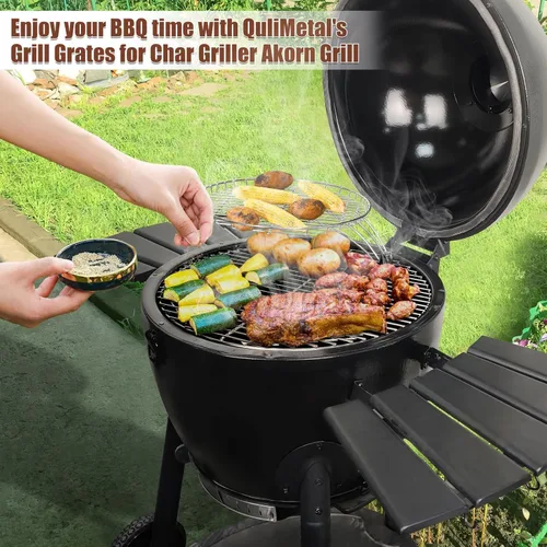 Vista 7 de QuliMetal Rejilla redonda de acero inoxidable 304 de 19.5 pulgadas de repuesto para parrilla Akorn Kamado Griller Akorn 16620 E56720 16820