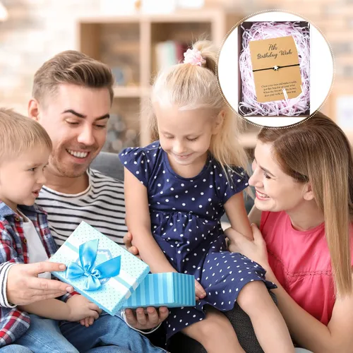 Vista 6 de WATINC Pulsera de deseos de 7 cumpleaños, pulseras ajustables de cordón de estrella con tarjetas de deseos, pulsera simple hecha a mano, regalo