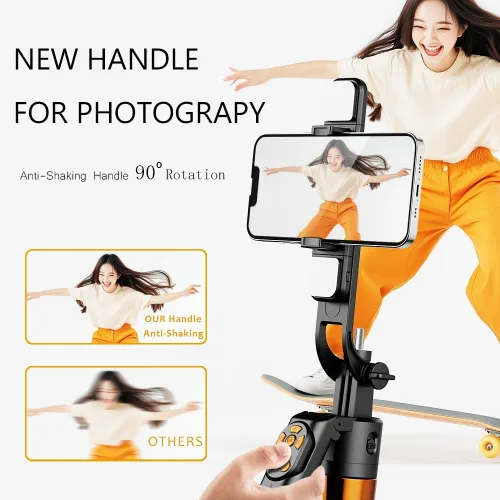 Vista 5 de Trípode para selfie de seguimiento automático de 70 pulgadas, rotación de 360°, soporte de trípode extensible para teléfono para selfies, grabación