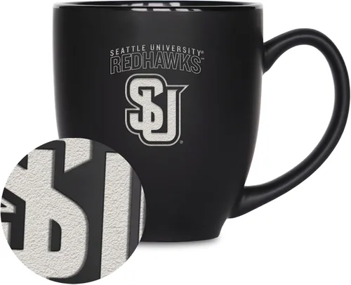 Vista 160 de Rico Industries - Taza de cerámica mate negra con grabado láser estándar de 15oz para NCAA (escuelas T & U) - Para bebidas calientes o frías