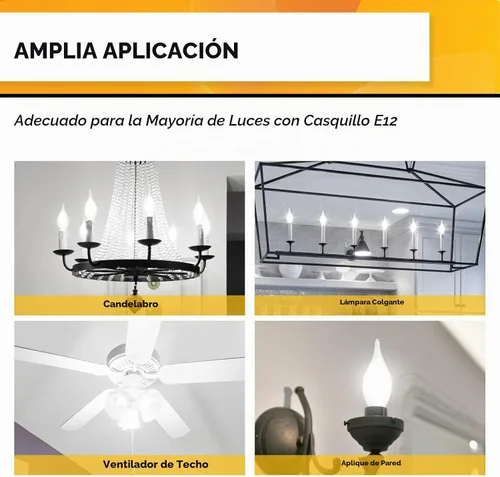 Vista 7 de Hizashi Bombilla de candelabro E12 de 40 W, bombillas LED de candelabro regulables CRI 90+, 4 W, 450 lm, 5000 K, luz blanca diurna, punta de llama