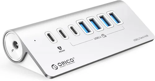 Vista 12 de ORICO Concentrador USB 3.2 Gen2 de 4 puertos, concentrador USB 3.2 de escritorio con 2 USB-A, 2 USB-C, puerto de fuente de alimentación de 5 V 3 A