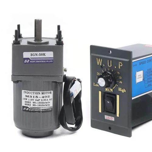 Vista 16 de 15W 10K AC110V 125 RPM Motor reductor de engranajes variable ajustable con controlador de velocidad para la industria