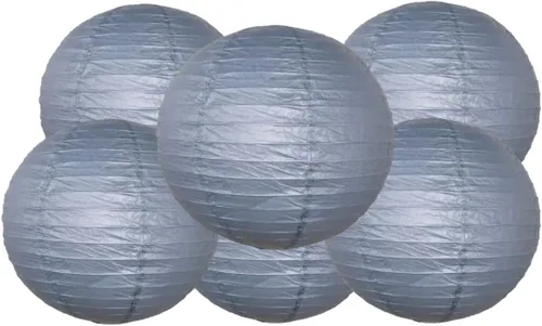 Vista 19 de Paquete de 6 linternas redondas de papel, decoración de boda y fiesta de cumpleaños (azul bebé, 4 pulgadas/3.9 in)