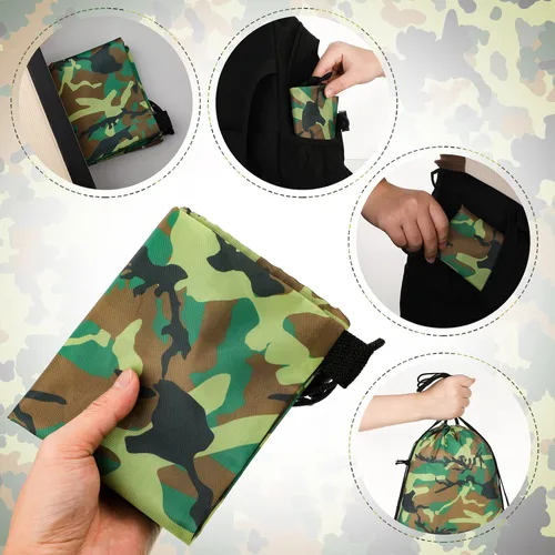 Vista 2 de Woanger Mochila de camuflaje con cordón de 24 piezas para bolsa de camuflaje impermeable con cordón, bolsas de viaje ligeras de camuflaje a granel